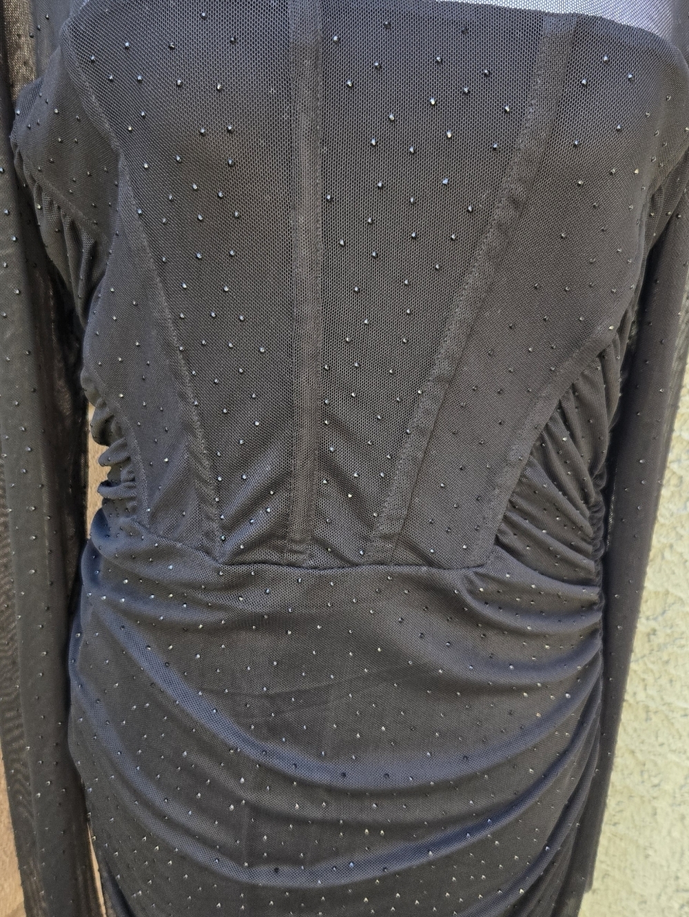 Black Halo Lexington Long Sleeve Mesh Evening Gown - Picture 7 of 16